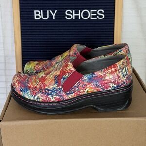 KLOGS Naples Clogs Women Size 7 M Patent Leather Comfort Shoes Colorful Abstract